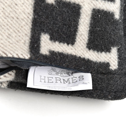 Hermes Wool Cashmere Avalon Pillow PM Ecru Gris Fonce 5 of 5