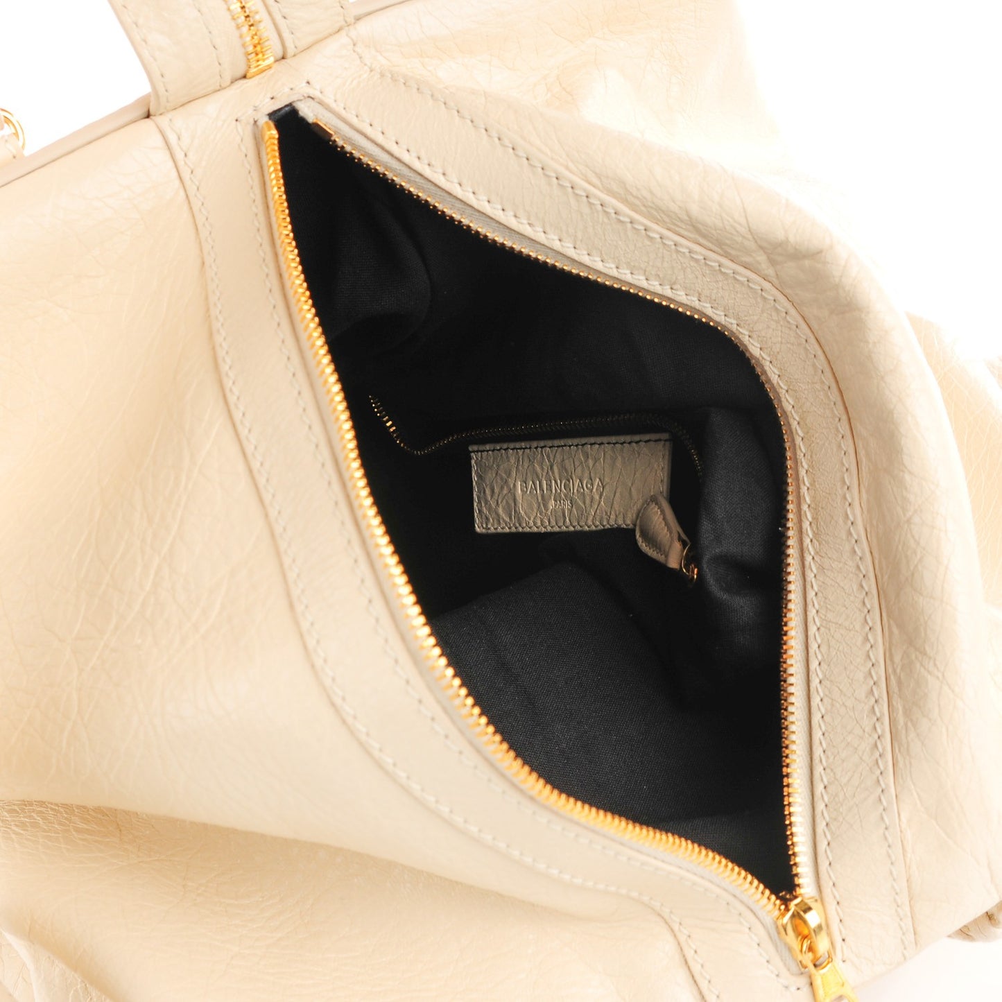 Agneau Giant 12 Gold Hardware Zip Traveler Backpack Blanc Creme Light Craie