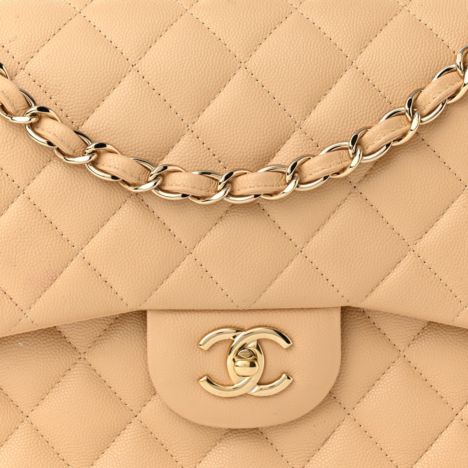 Chanel Caviar Quilted Jumbo Double Flap Light Beige 8 of 16