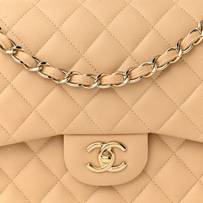Chanel Caviar Quilted Jumbo Double Flap Light Beige 8 of 16