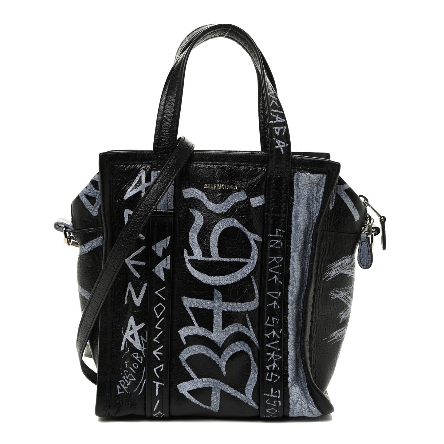 Agneau Arena Graffiti All Over XS Bazar Shopper Tote Black White