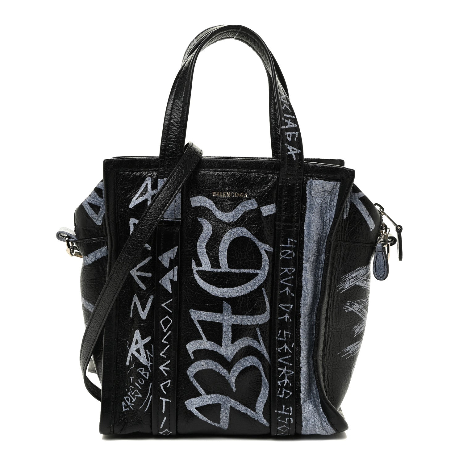 Balenciaga Agneau Arena Graffiti All Over XS Bazar Shopper Tote Black White 1 of 11