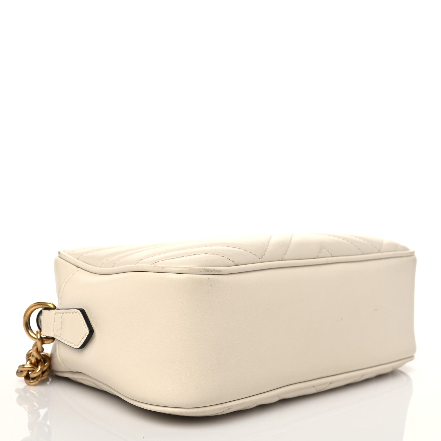 Gucci Calfskin Matelasse Small GG Marmont Chain Shoulder Bag White 4 of 9