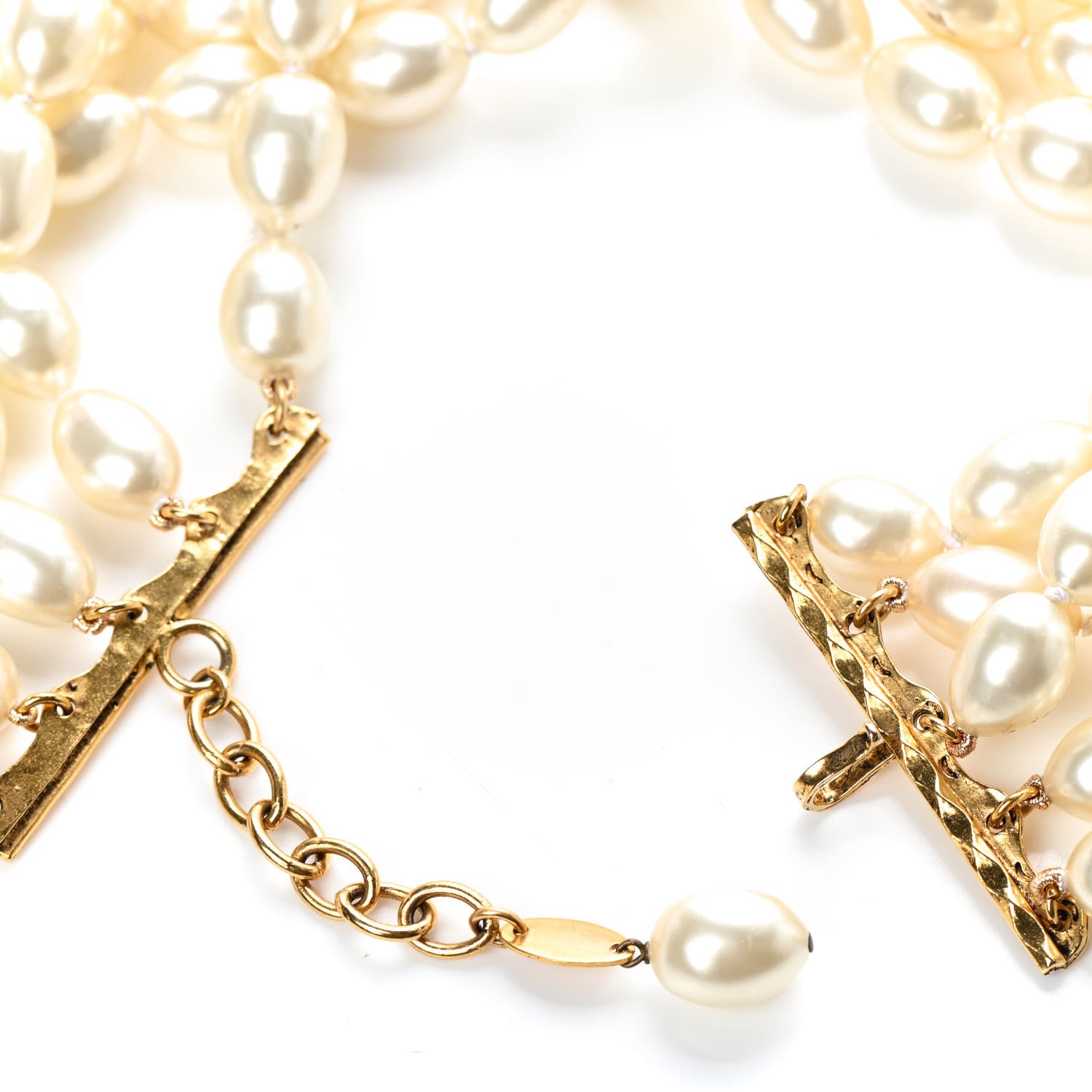 Chanel Pearl Multi Strand Choker Necklace Gold 4 of 7