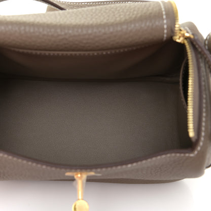 Hermes Taurillon Clemence Mini Lindy 20 Etoupe 5 of 12