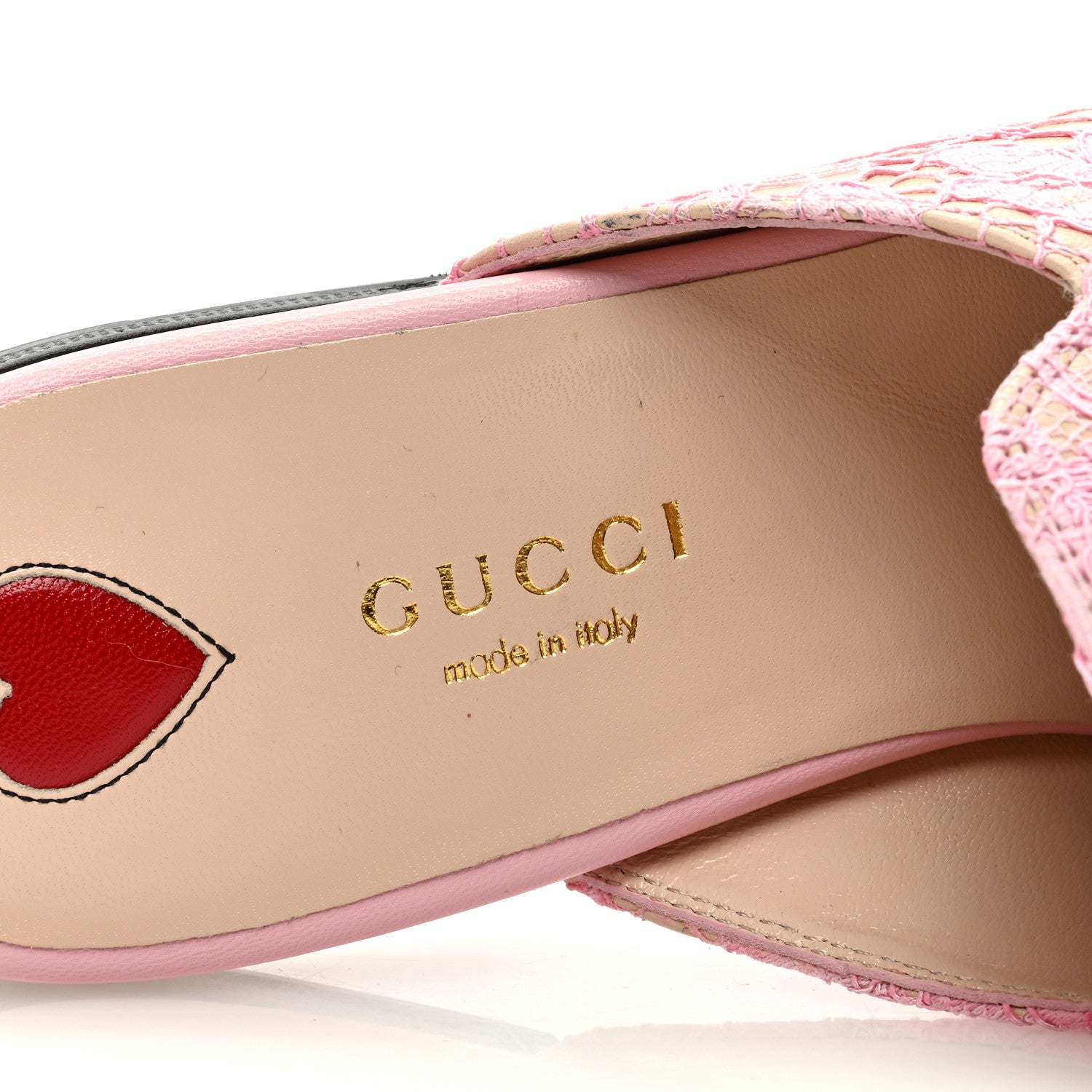 Gucci Lace Malaga Kid Womens Princetown Slippers 37 Sugar Pink Skin Rose 8 of 10