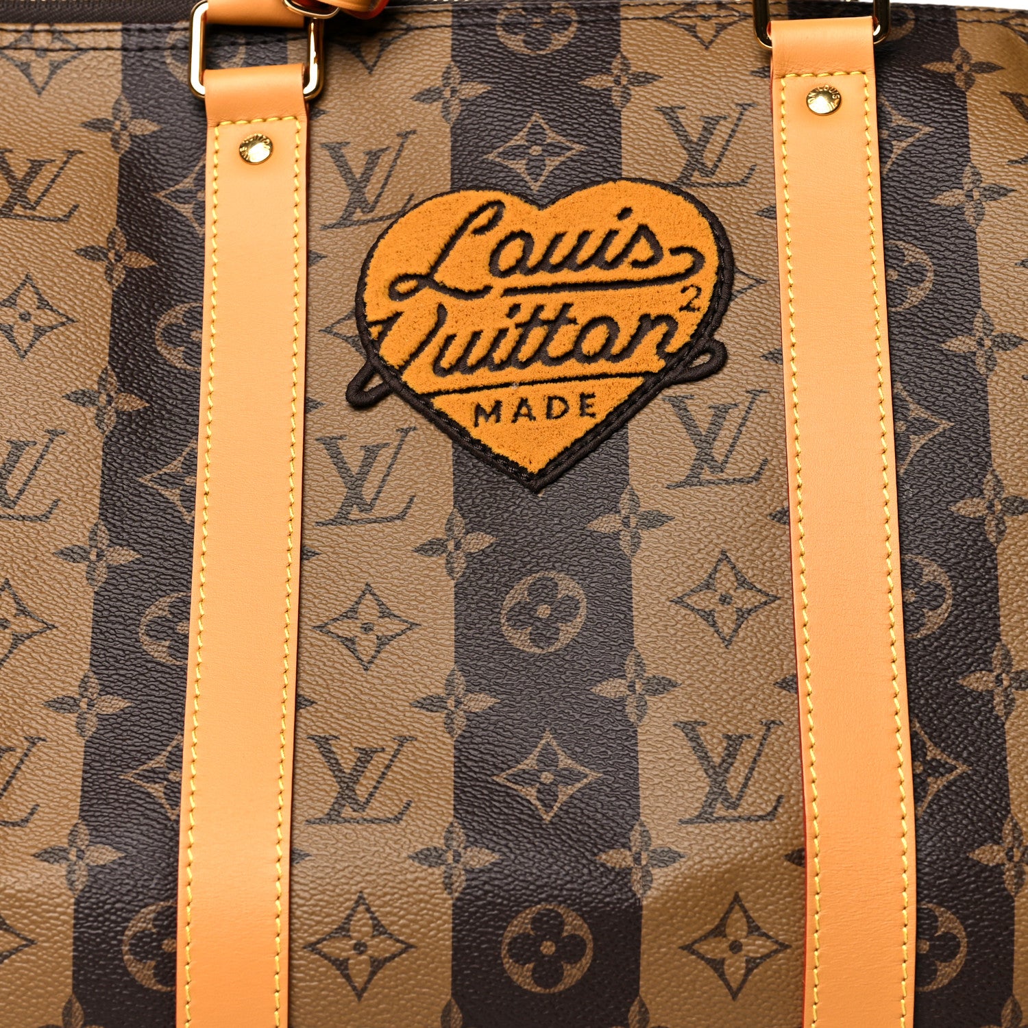 Louis Vuitton X NIGO Reverse Monogram Stripe Keepall Bandouliere 50 Brown 7 of 11
