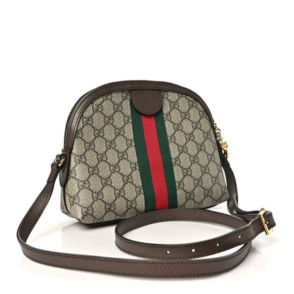 Gucci GG Supreme Monogram Textured Dollar Calfskin Web Small Ophidia Dome Shoulder Bag Beige Ebony New Acero 3 of 10