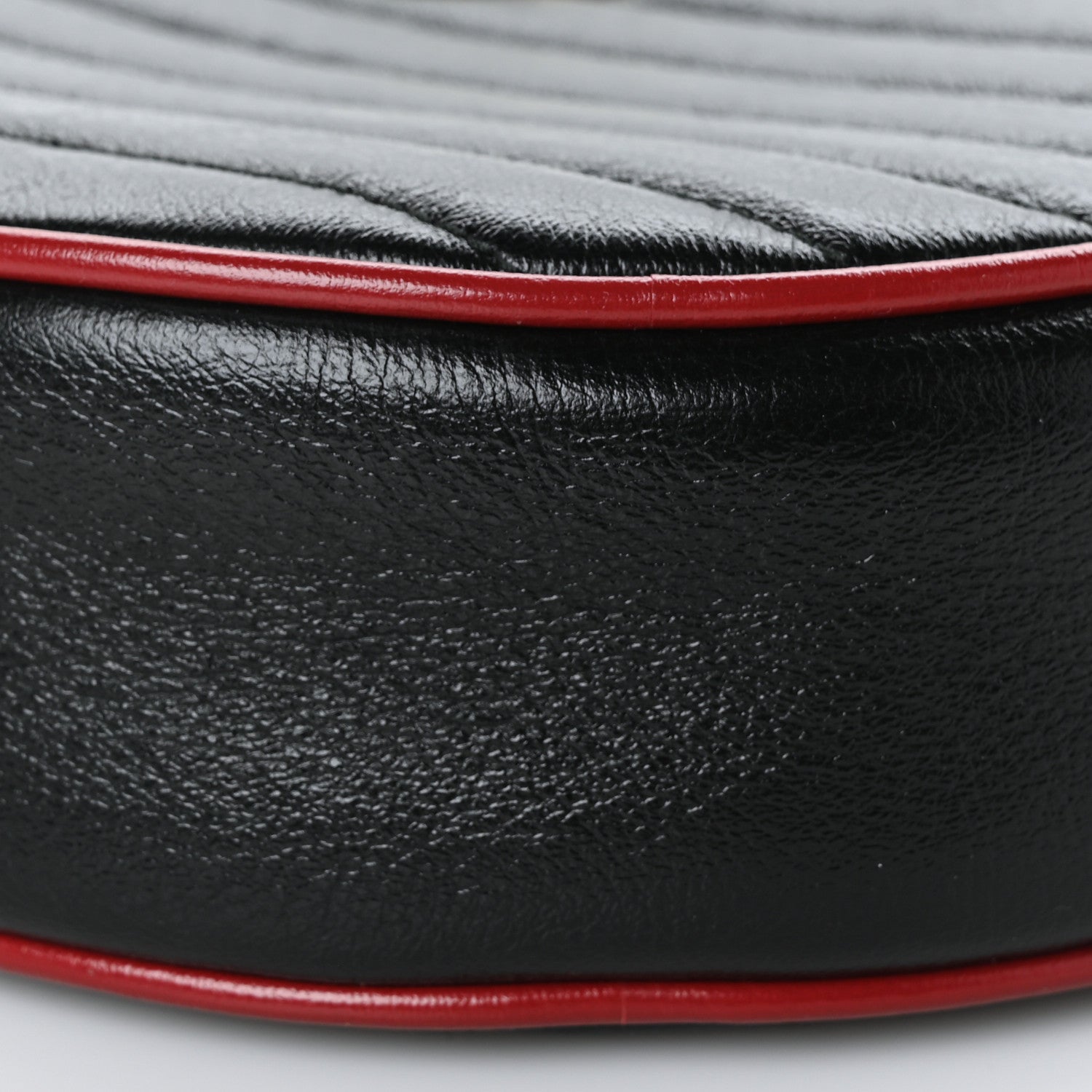 Gucci Vintage Effect Calfskin Matelasse Diagonal Mini Torchon GG Marmont Round Shoulder Bag Black Romantic Cherry 9 of 9
