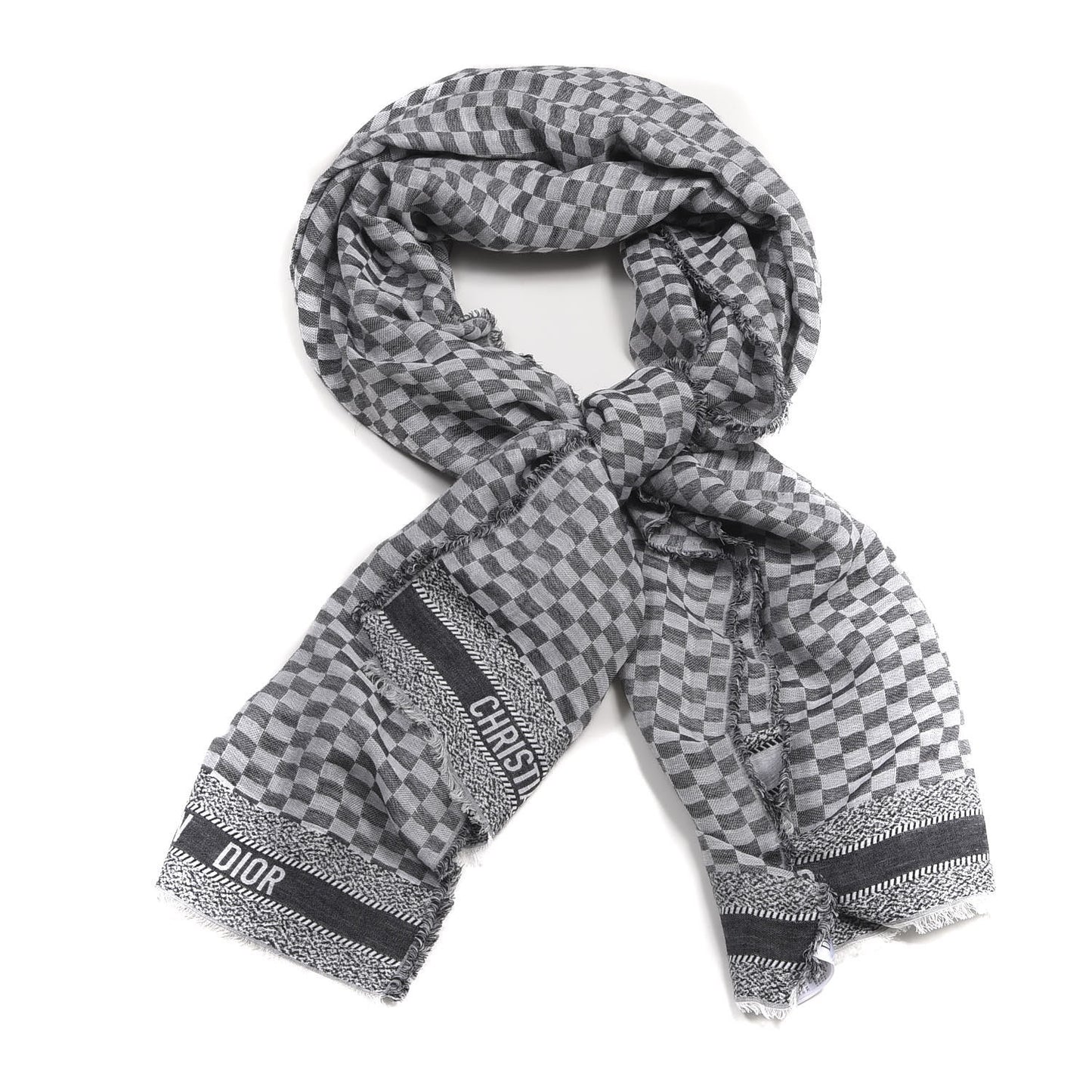 Linen Cashmere Cotton Silk Fringe Scarf Grey