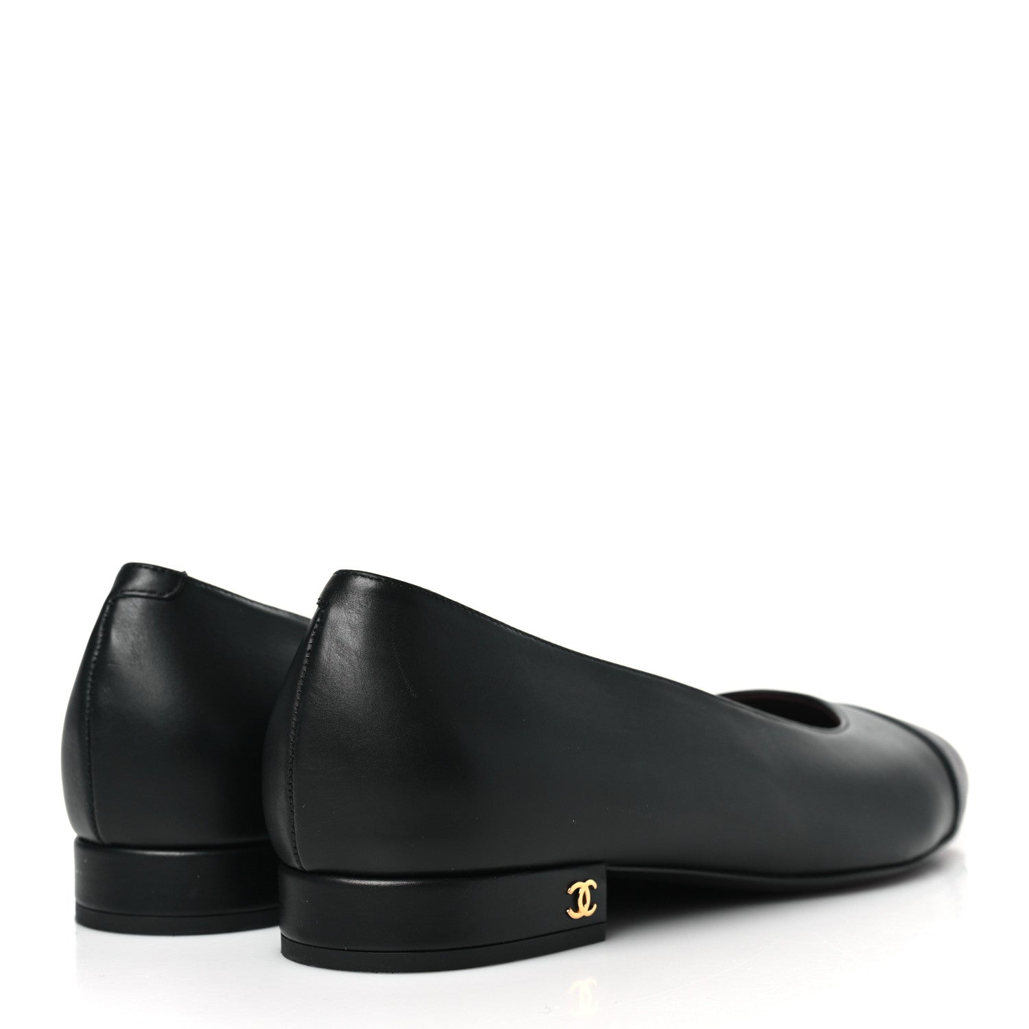 Chanel Lambskin Cap Toe CC Uniform Ballerina Flats 39 Black 4 of 8