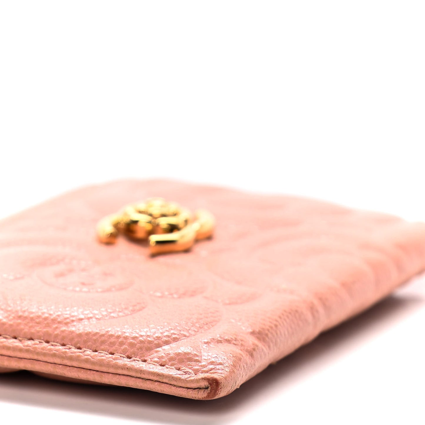 Caviar Camellia Embossed Card Holder Nude