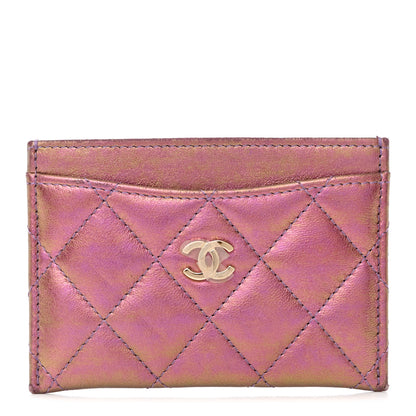 Chanel Iridescent Lambskin Quilted Card Holder Purple 1 of 10