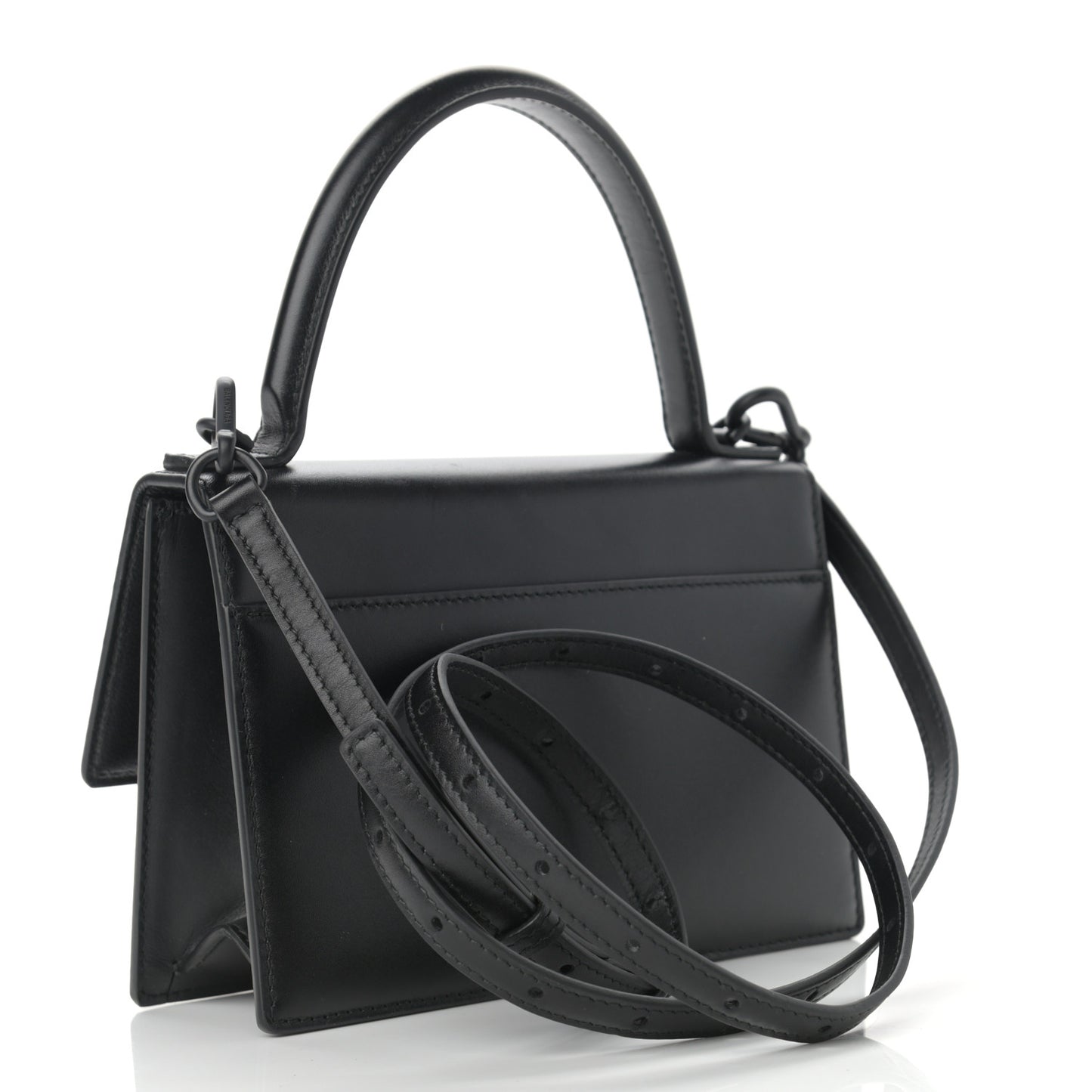 Box Calfskin Monochrome XS Sharp Top Handle Bag Black