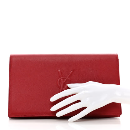 Saint Laurent Calfskin Monogram Large Belle De Jour Clutch Red 2 of 8