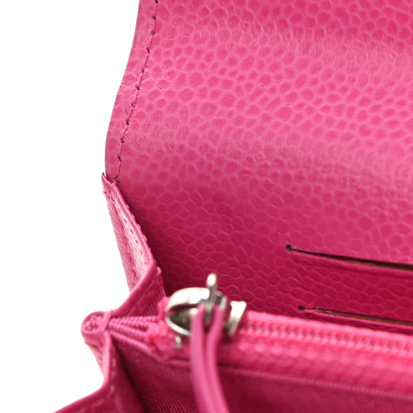 Caviar Quilted Small Flap Wallet Pink
