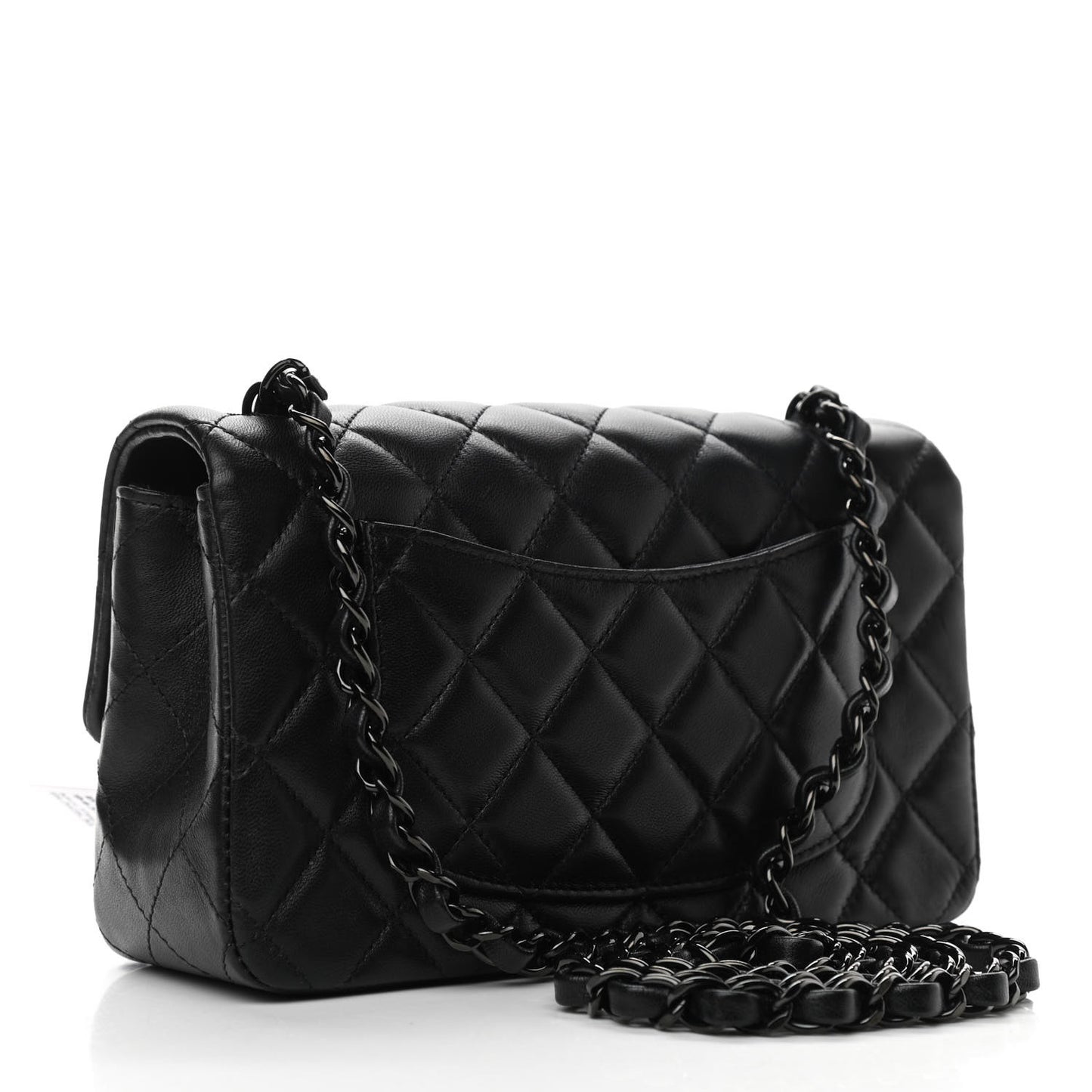 Lambskin Quilted Mini Rectangular Flap So Black