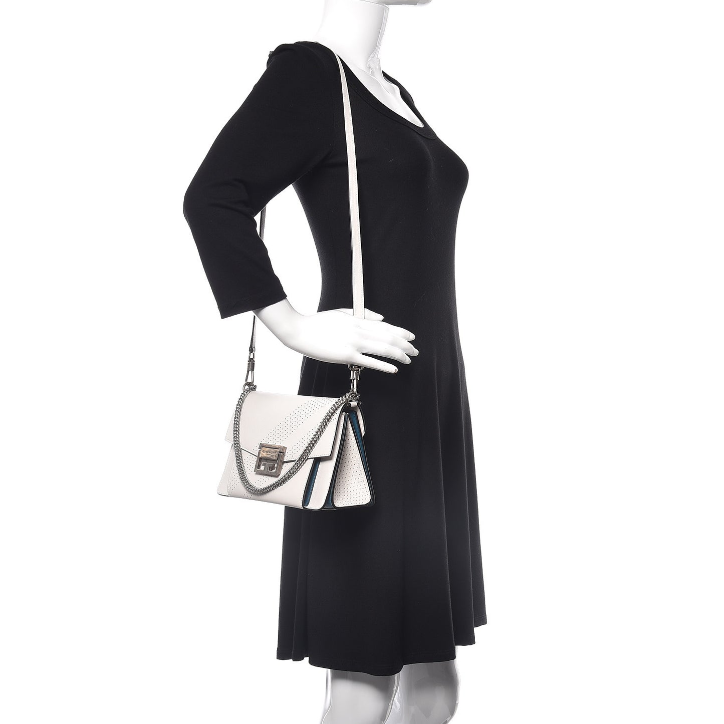 Lambskin Perforated Small GV3 Shoulder Bag White