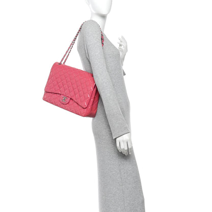 Chanel Patent Maxi Quilted Double Flap Fuchsia 2 of 12