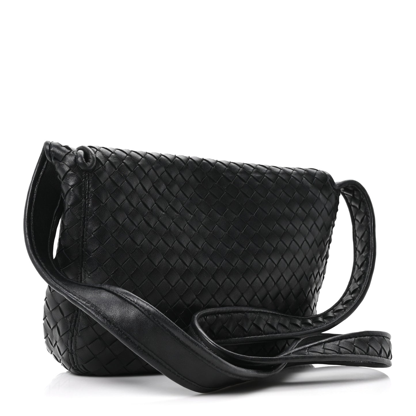 Nappa Intrecciato Medium Veneto Messenger Bag Black
