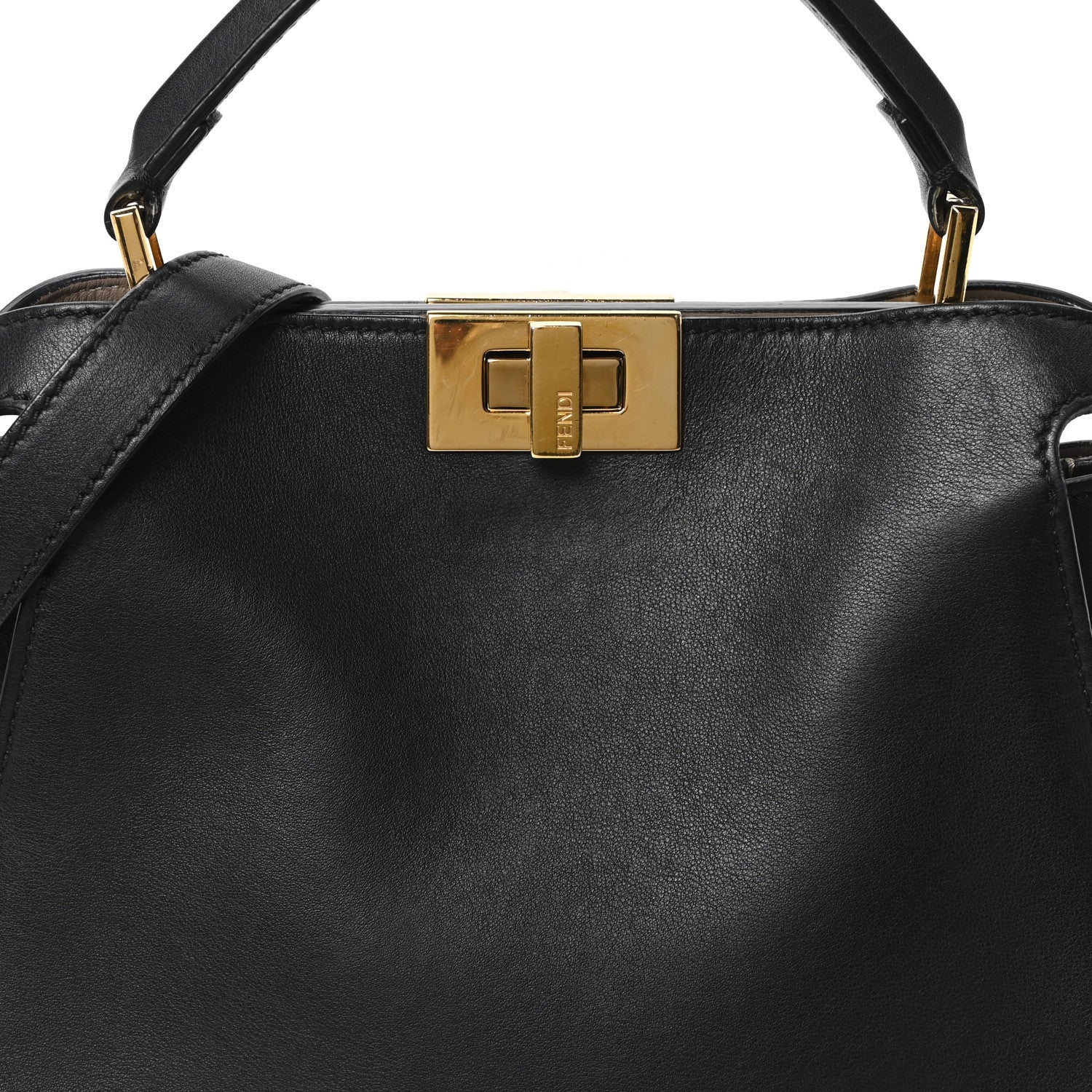 Fendi Vitello Tahiti Burro Medium Peekaboo Iconic Essentially Satchel Black Corda 7 of 9
