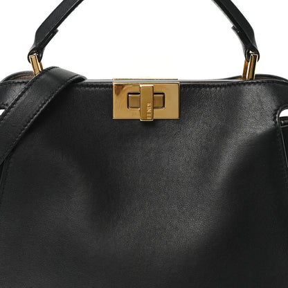 Fendi Vitello Tahiti Burro Medium Peekaboo Iconic Essentially Satchel Black Corda 7 of 9