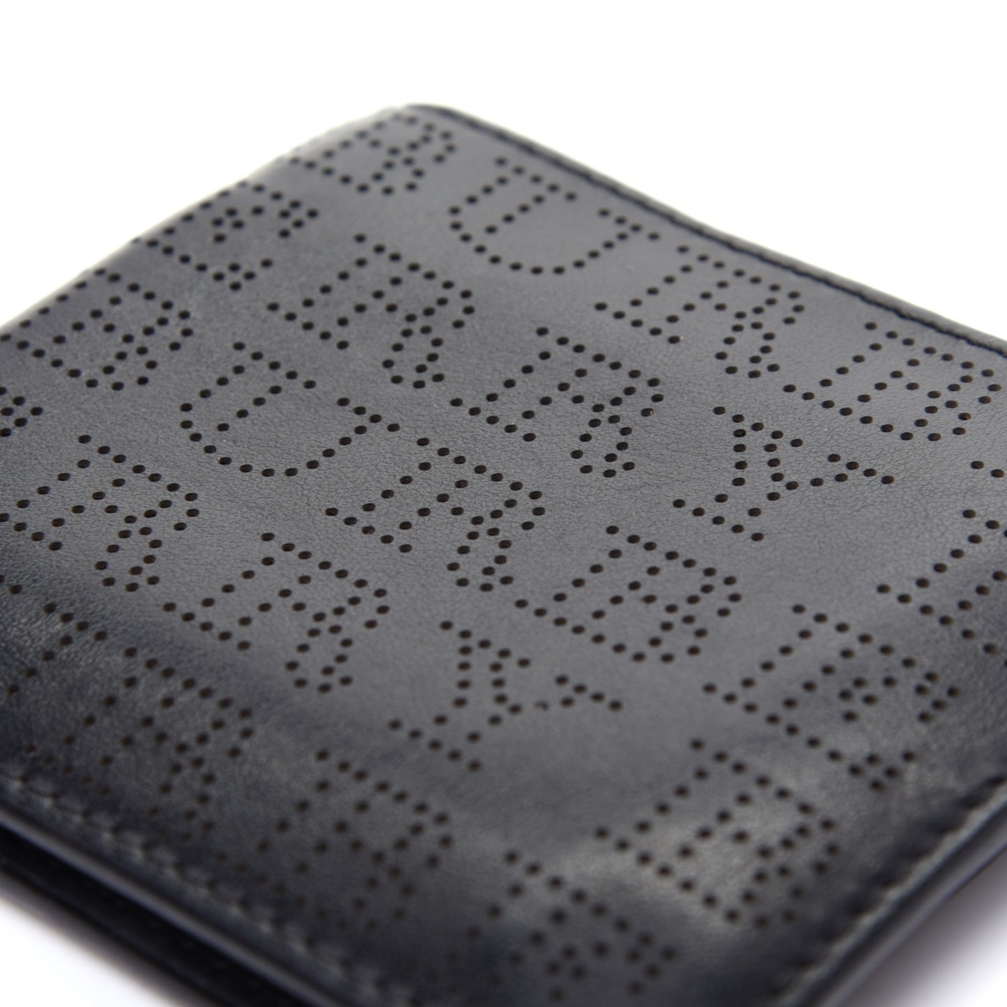 Calfskin Perforated Bi-Fold Wallet Black