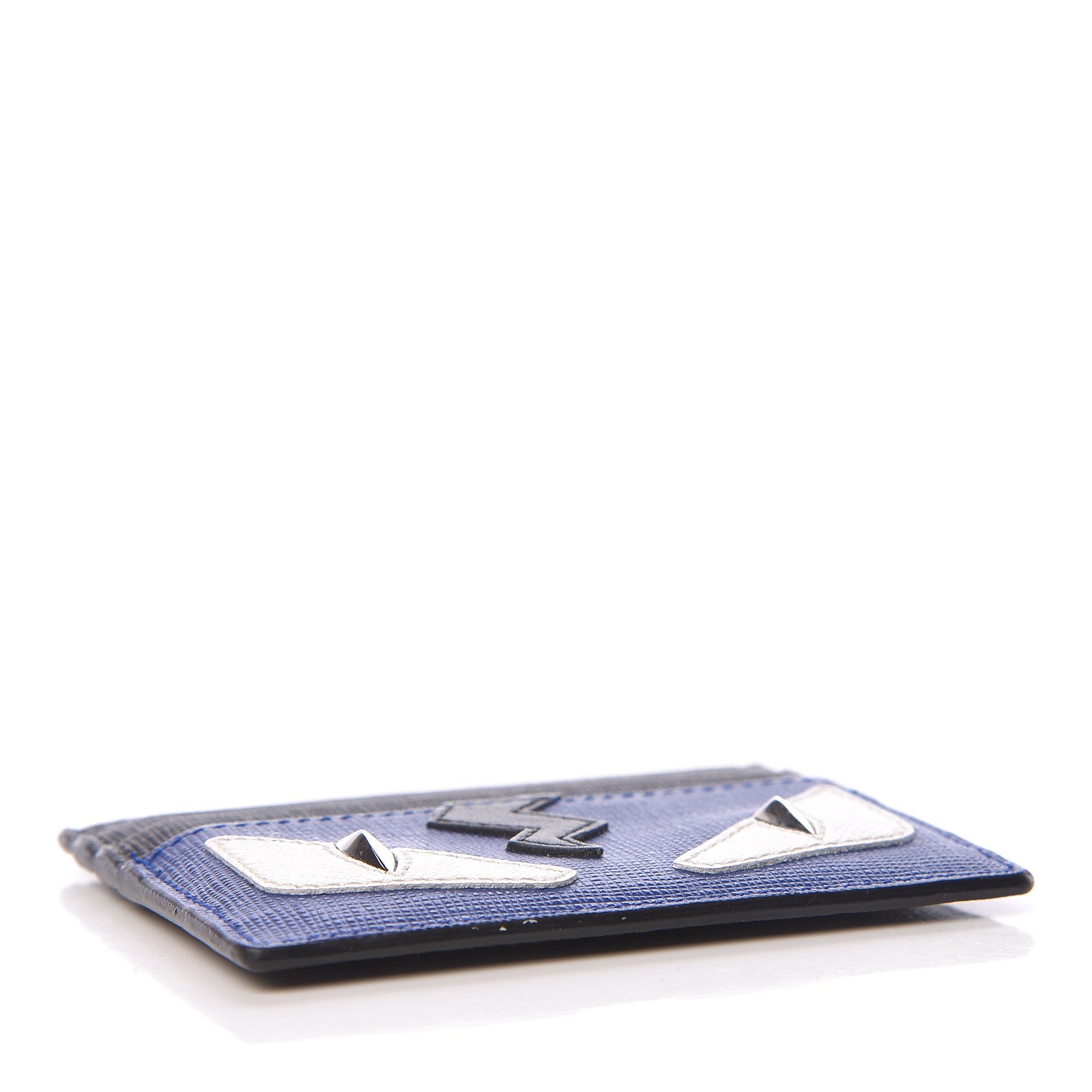 Fendi Vitello Elite Flamingo Lightning Monster Eyes Card Holder Blue Neon White 4 of 8