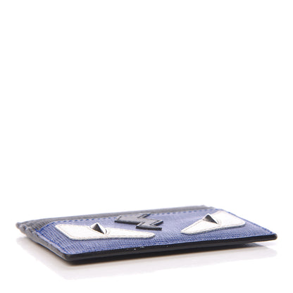 Fendi Vitello Elite Flamingo Lightning Monster Eyes Card Holder Blue Neon White 4 of 8