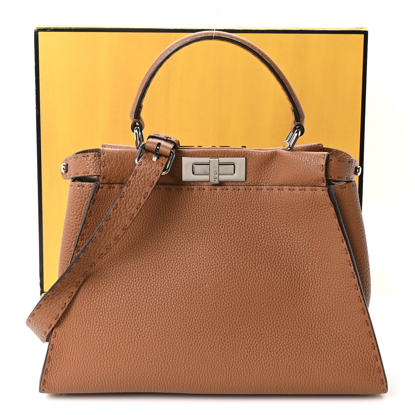 Cuoio Romano Selleria Bi-Color Medium Peekaboo Iconic Satchel Mou Deserto