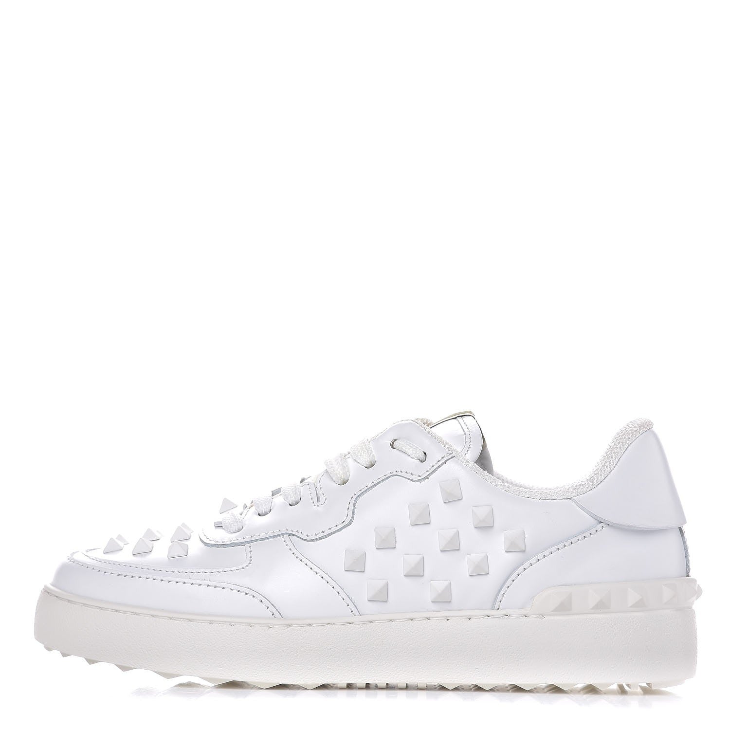 Valentino Garavani Calfskin Rockstud Sneakers 38 White 1 of 11
