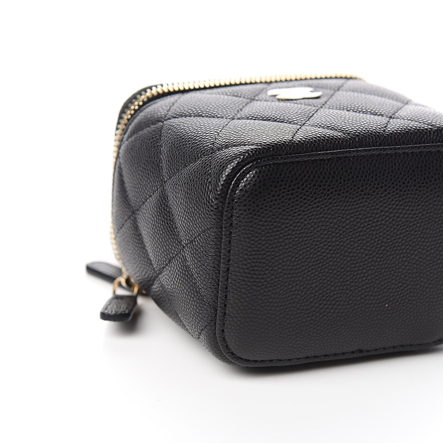 Caviar Quilted Mini Vanity Case With Chain Black