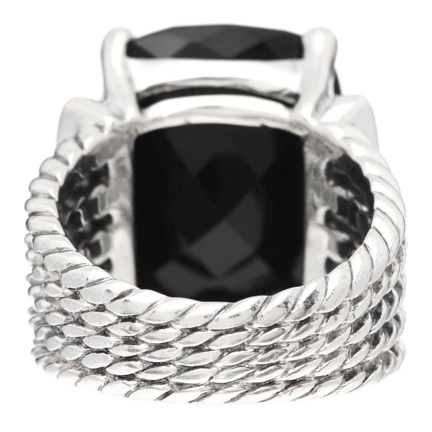 Sterling Silver Diamond Black Onyx 20mm Wheaton Ring 54 7