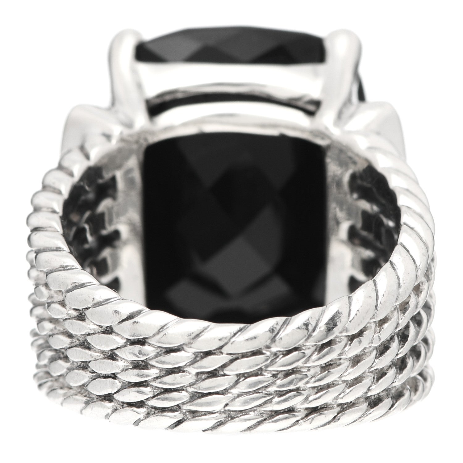David Yurman Sterling Silver Diamond Black Onyx 20mm Wheaton Ring 54 7 4 of 5