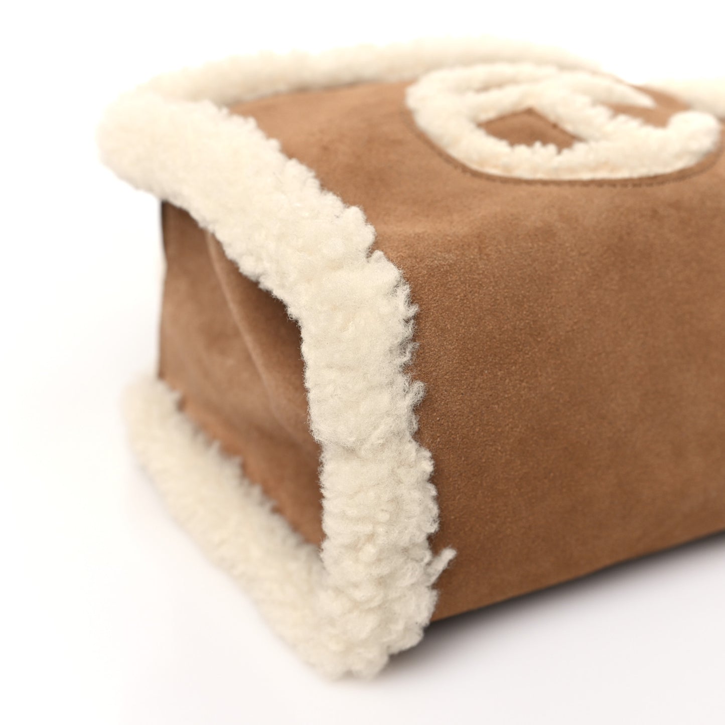 X UGG Suede shearling Small Shopping Bag Chestnut