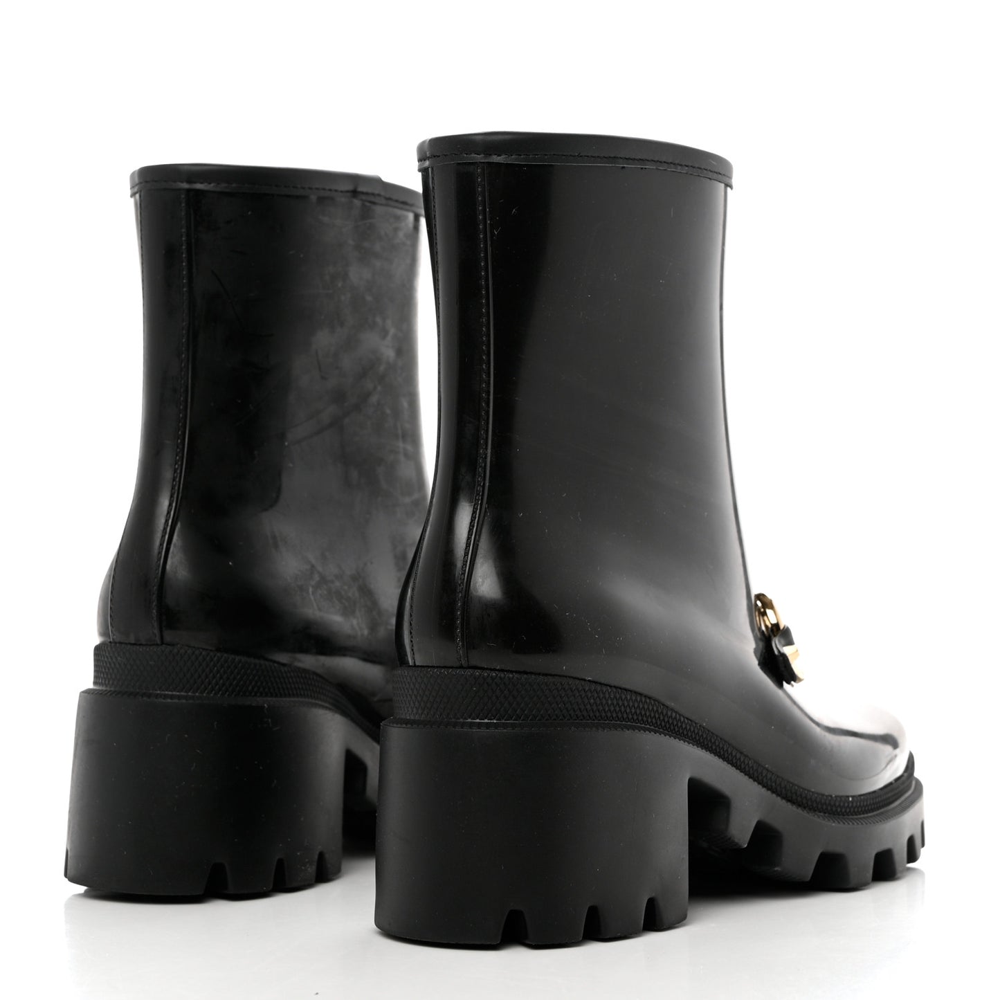 Rubber Womens Horsebit Ankle Boots 37 Black
