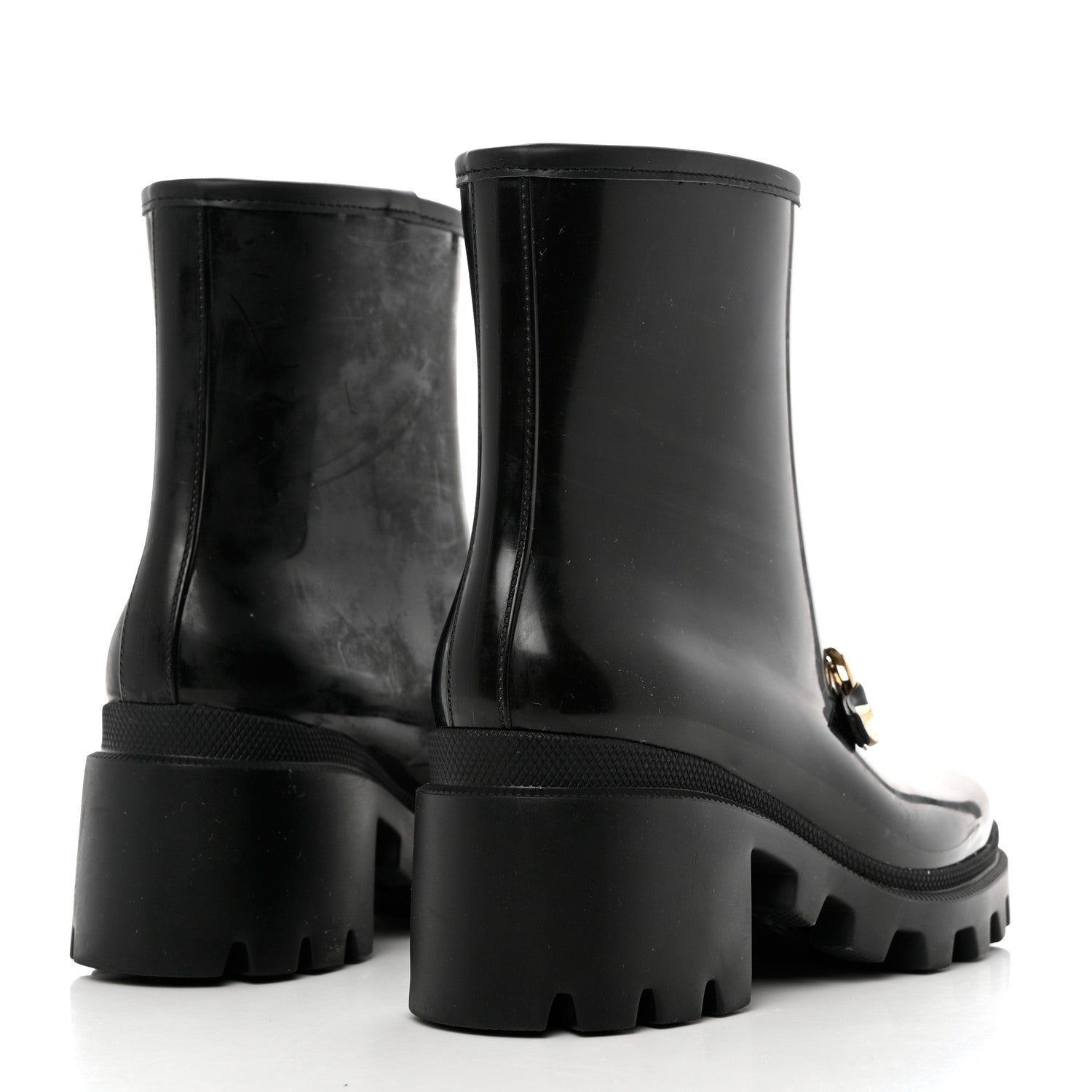 Gucci Rubber Womens Horsebit Ankle Boots 37 Black 4 of 8