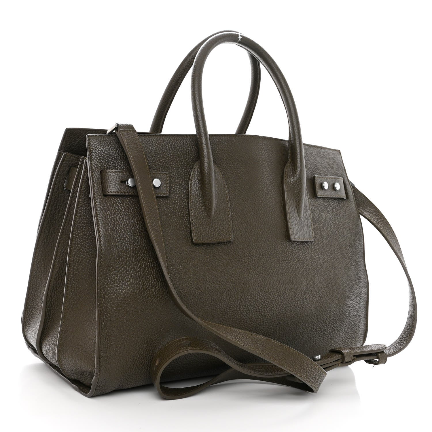 Saint Laurent Grained Calfskin Small Supple Sac De Jour Kaki Militaire 3 of 12