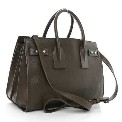 Saint Laurent Grained Calfskin Small Supple Sac De Jour Kaki Militaire 3 of 12