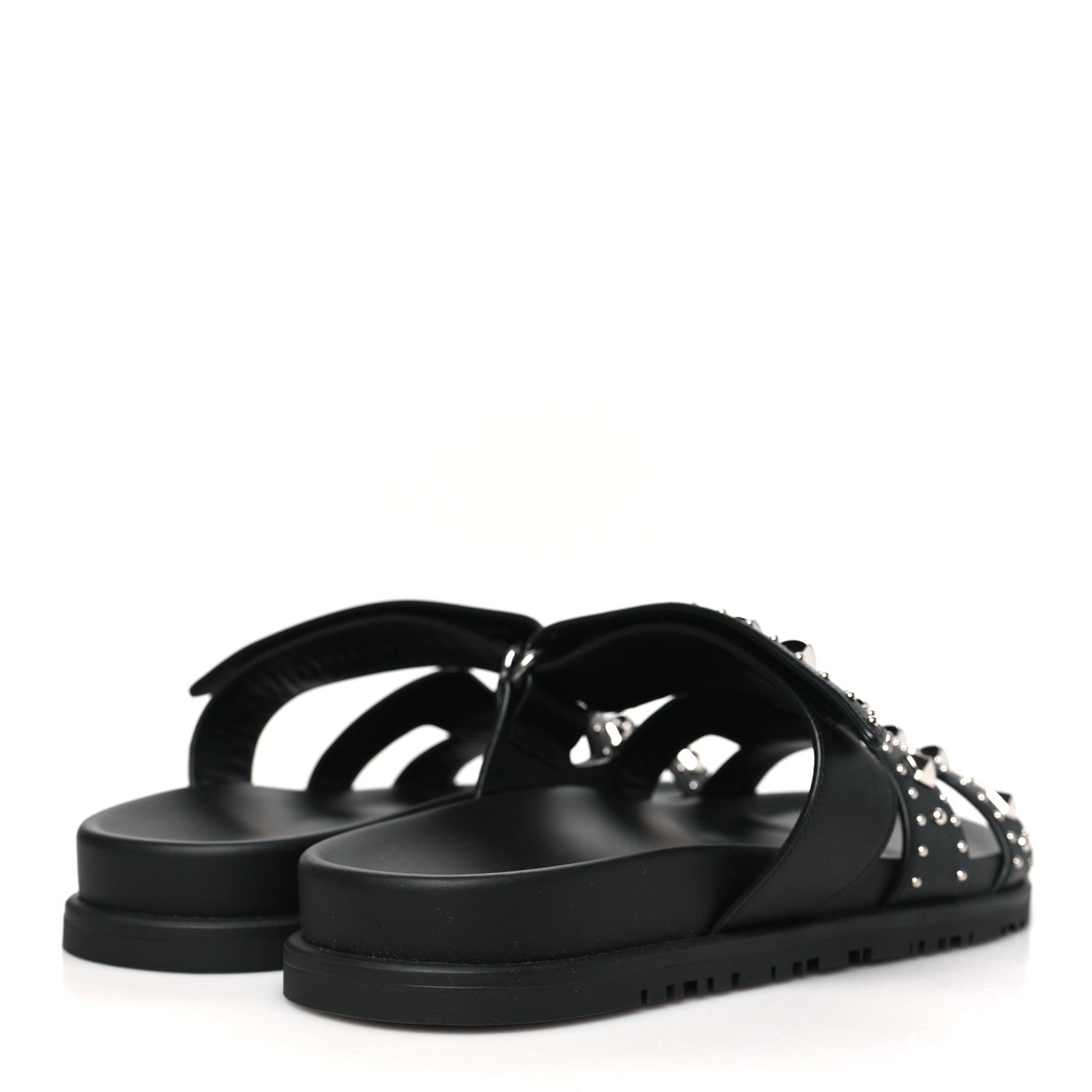 Hermes Calfskin Medor Studded Womens Chypre Sandals 38 Black 5 of 10