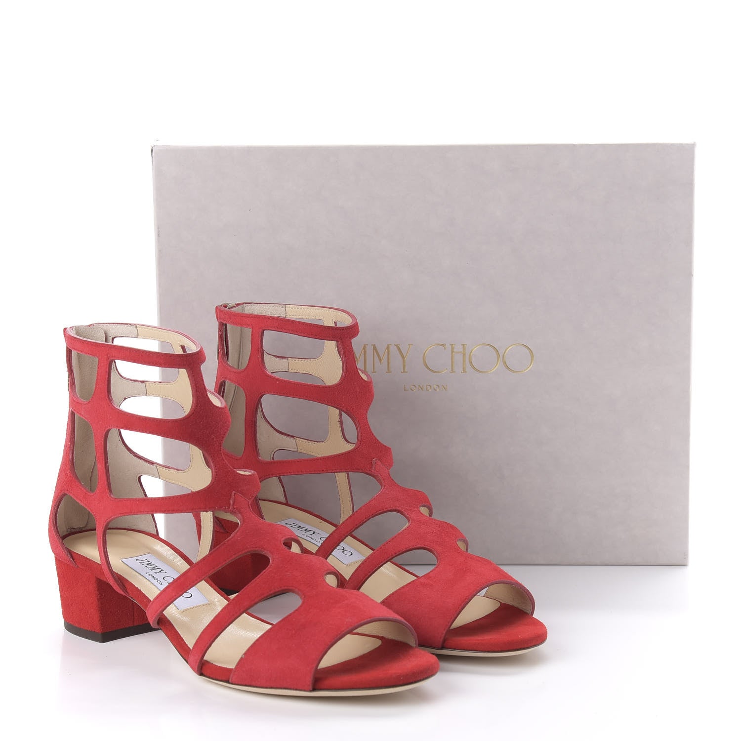 Jimmy Choo Suede Ren 35 Sandals 38.5 Red 8 of 8