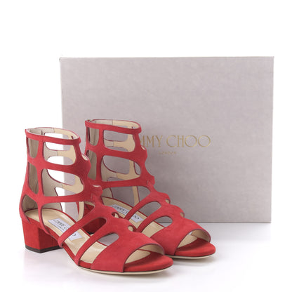 Jimmy Choo Suede Ren 35 Sandals 38.5 Red 8 of 8