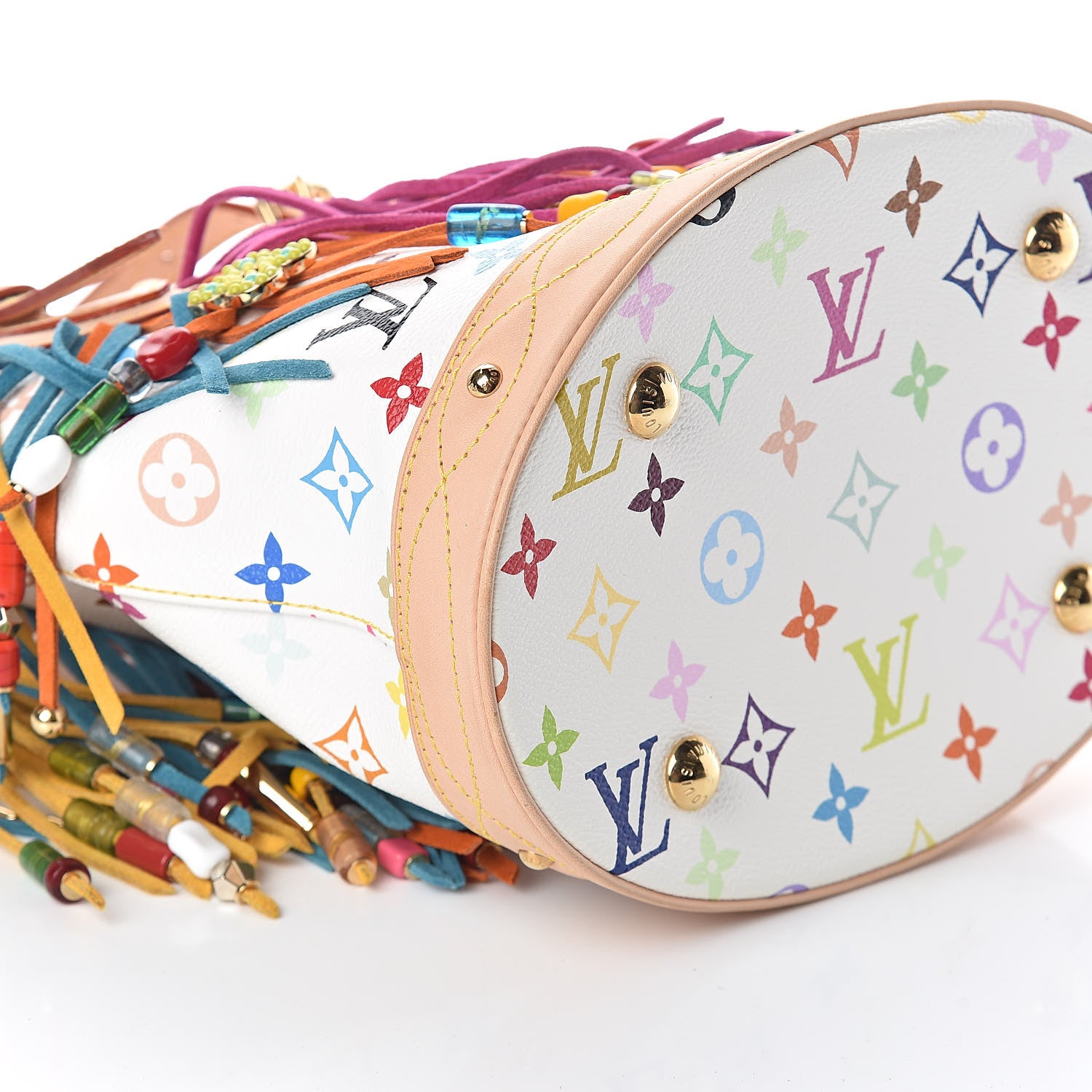 Louis Vuitton Monogram Multicolor Fringe Bucket White 8 of 9