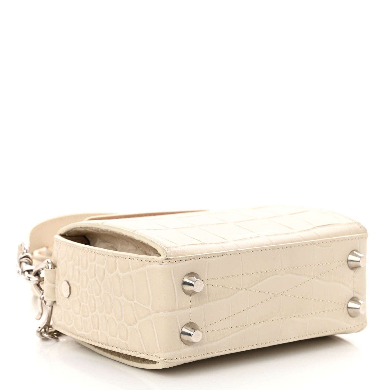 Alexander McQueen Calfskin Crocodile Embossed Box Shoulder Bag 16 White Bone 4 of 11