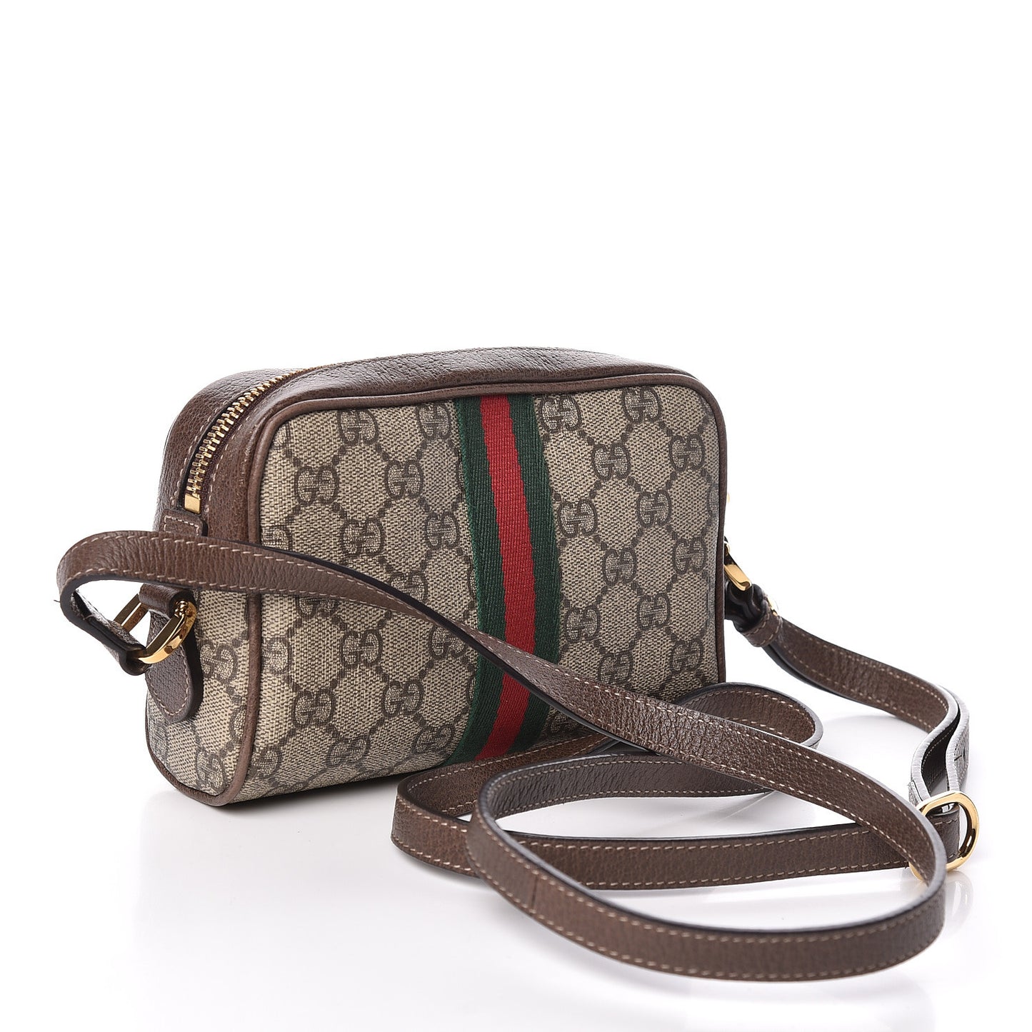GG Supreme Monogram Web Mini Ophidia Shoulder Bag Brown