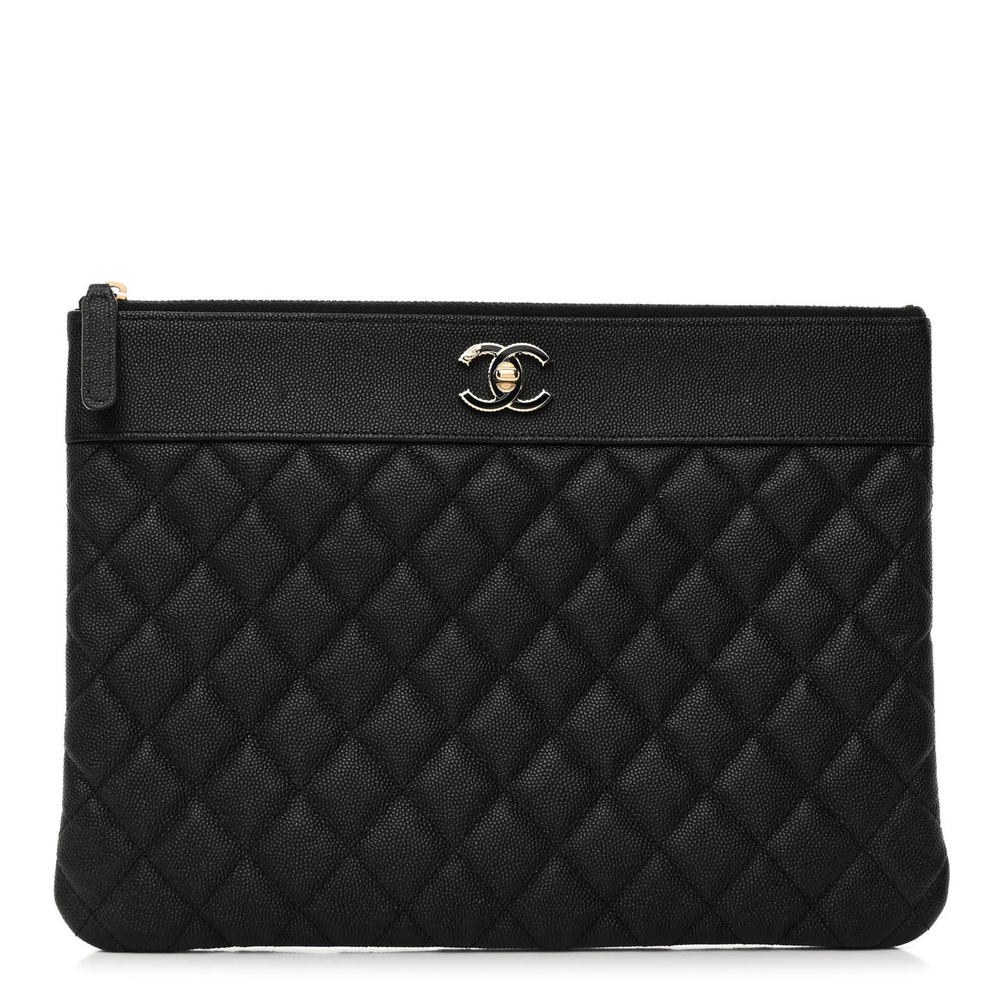 Caviar Quilted Medium Vintage Mademoiselle Cosmetic Case Black