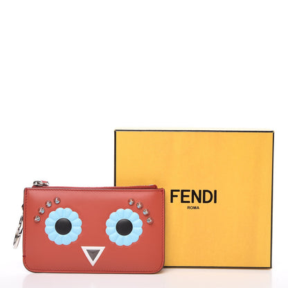 Fendi Vitello Century Lucido Hypnoteyes Studded Coin Pouch Key Case Bloody Mary Turchese Pallido Multicolor 8 of 8