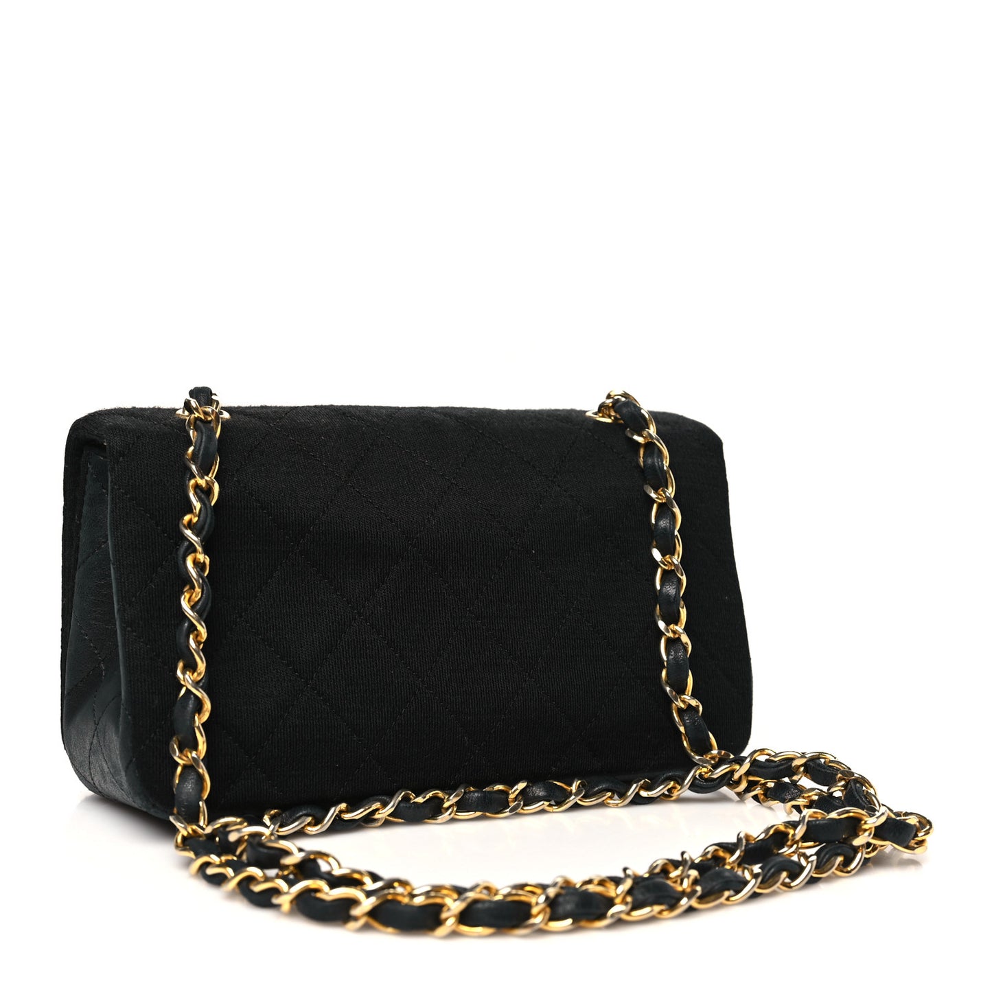 Jersey Calfskin Quilted Mini Single Flap Bag Black