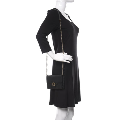 Gucci Dollar Calfskin Interlocking G Chain Wallet Black 2 of 13