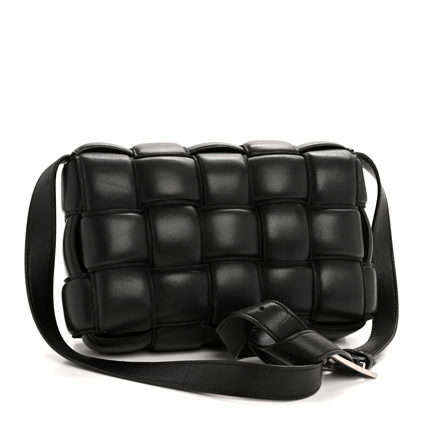Nappa Maxi Intreccio Padded Cassette Crossbody Bag Black
